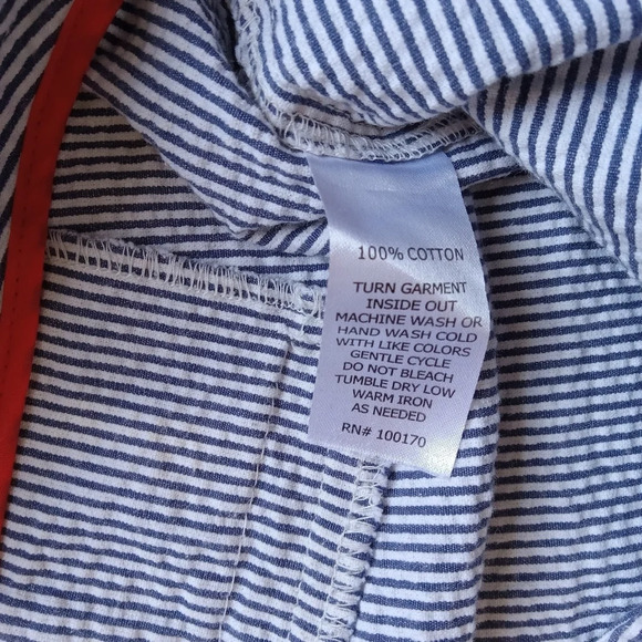 British Khaki Blue & White Stripe Seersucker Crop Pants size 14 - Picture 6 of 6